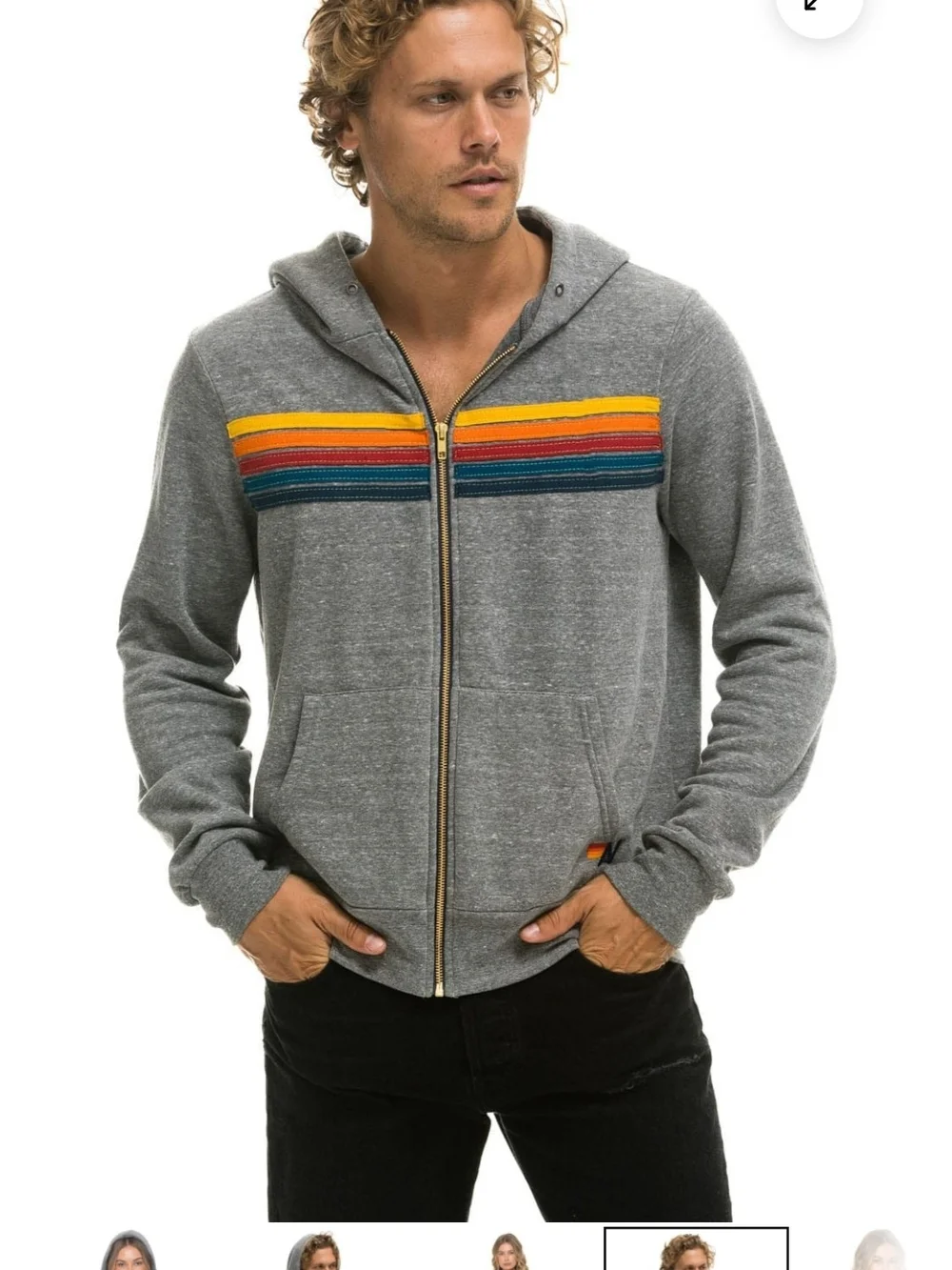 Aviator Nation Gray Zip-Up 5-Stripe Hoodie - Picture 11 of 13